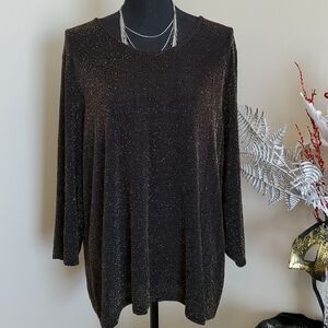 SALE Glamorous Perfect Holidays Black Sparkle Laura Plus Size Top
